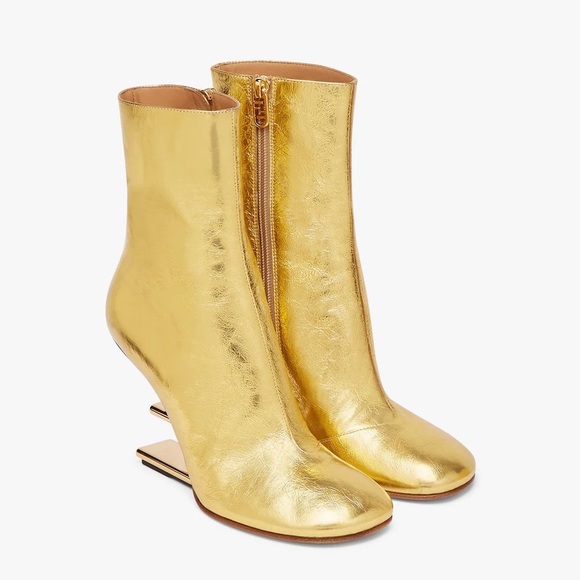 NWT Fendi First Gold nappa leather high-heel boots 37.5 - Picture 5 of 11